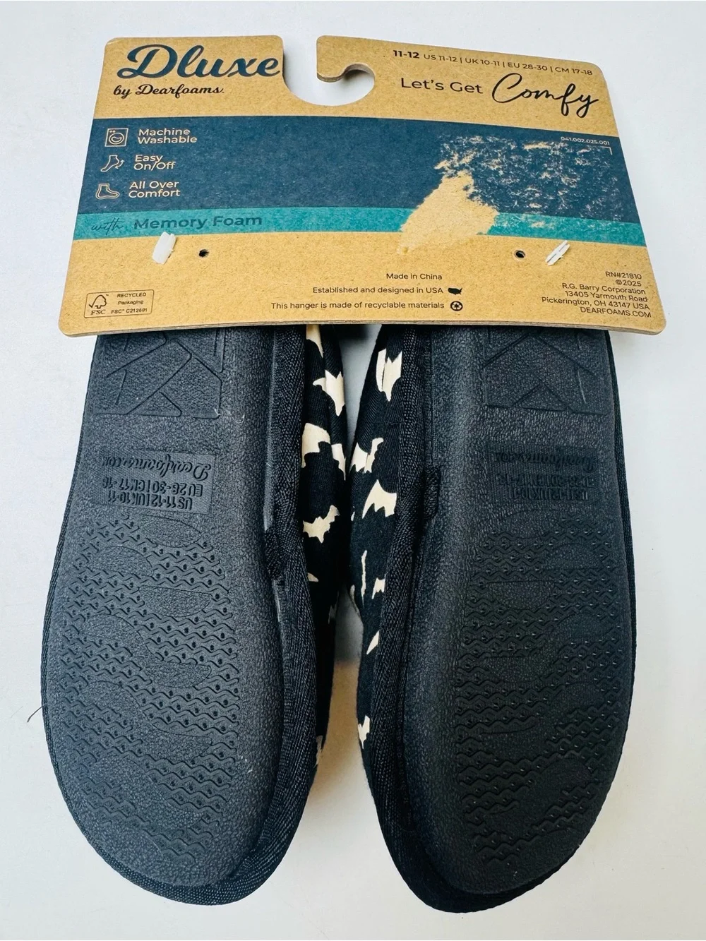 Deluxe by Dearfoams Glow-in-the-Dark Bat Memory Foam Slippers – Size 11/12